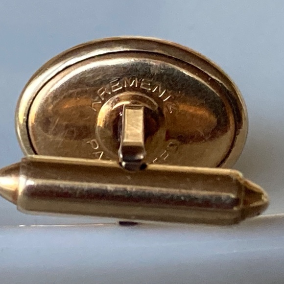 Vintage Krementz Tiger’s Eye Cufflinks– Pre-Patent 1930s • Gold Tone • Oval Dome - Picture 13 of 14